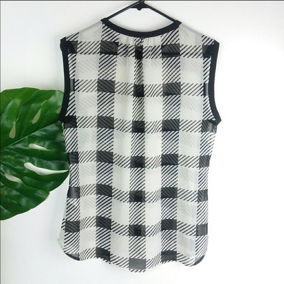 Banana Republic Sheer Checkered Blouse - Picture 2 of 5